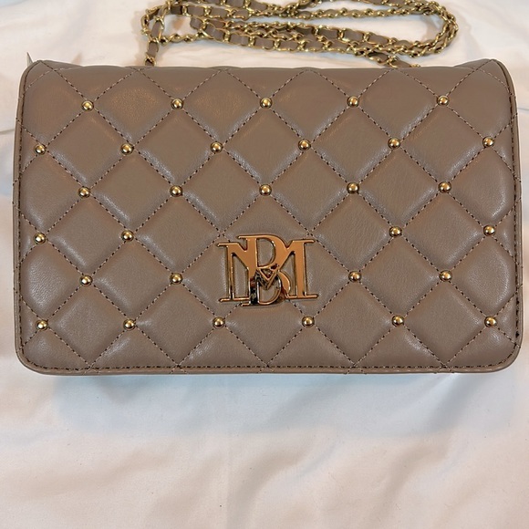 Badgley Mischka Taupe Studded Vegan Leather bag - Picture 3 of 9
